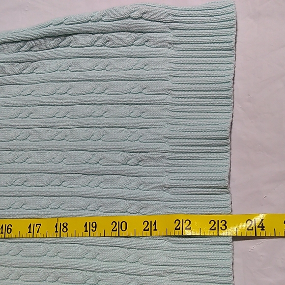 Van Heusen Seafoam / Mint Green Cable Knit V-Neck Pullover Sweater - Picture 12 of 14